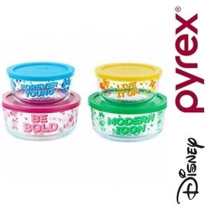 MINNIE MOUSE DISNEY PYREX 8 Piece Glass Storage Set NWT